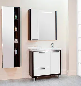 Шкаф-зеркало Aquaton Брайтон 80 L белый/венге 1A186102BR500 Шкаф-зеркало Aquaton Брайтон 80 L белый/венге 1A186102BR500, 5