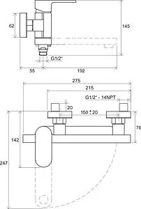 Смеситель для ванны Ravak Chrome CR 022.00/150 хром X070042, 2