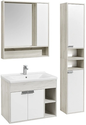 Шкаф-зеркало Aquaton Флай 80 R белый/дуб крафт 1A237702FAX10