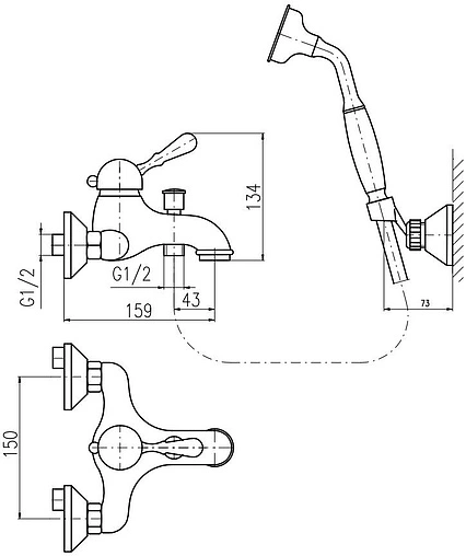 Смеситель для ванны Rav Slezak Labe хром/белый L554.5/2