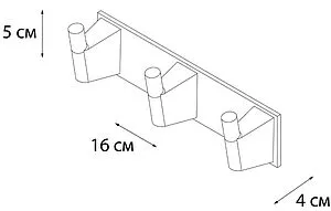Планка с 3-мя крючками Fixsen Trend чёрный матовый FX-97805-3 Планка с 3-мя крючками Fixsen Trend чёрный матовый FX-97805-3, 2