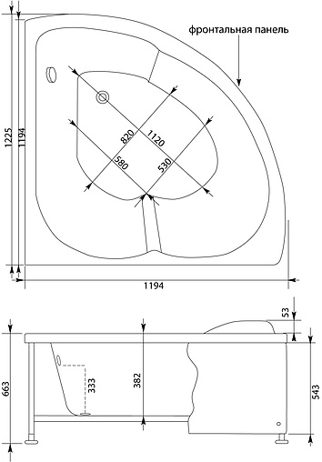 Ванна акриловая Aquanet Fregate 120x120 00203935