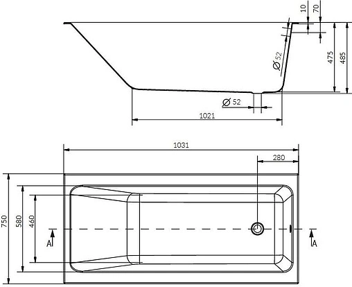 Ванна акриловая Cersanit Crea 160x75 P-WP-CREA*160NL