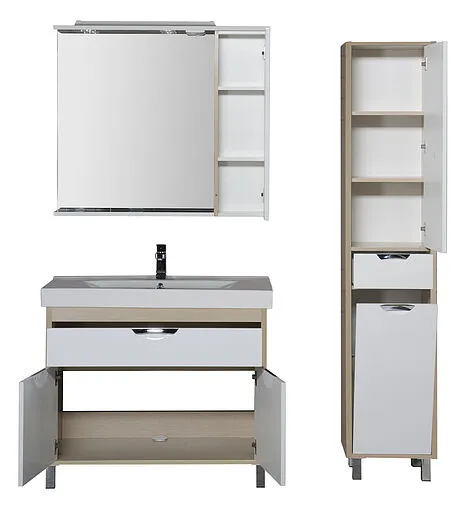 Шкаф-пенал напольный Aquanet Гретта белый/светлый дуб 171901