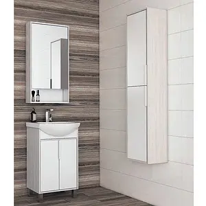 Шкаф-зеркало Aquaton Рико 50 белый/ясень фабрик 1A212302RIB90, 3