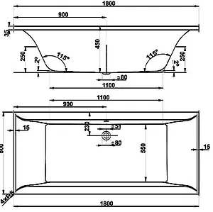 Ванна акриловая Vagnerplast Veronela 180x80 VPBA180VEA2X-04 Ванна акриловая Vagnerplast Veronela 180x80 VPBA180VEA2X-04, 2