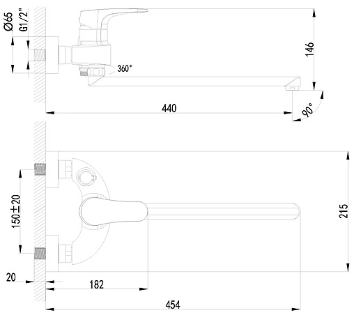 Смеситель для ванны с длинным изливом Lemark Shift хром LM4317C