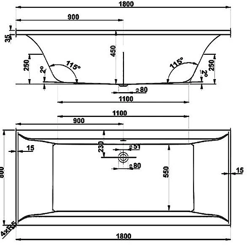 Ванна акриловая Vagnerplast Veronela 180x80 VPBA180VEA2X-04 Ванна акриловая Vagnerplast Veronela 180x80 VPBA180VEA2X-04