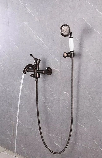 Смеситель для ванны Lemark Peretto чёрный кофе/белый LM6302RB