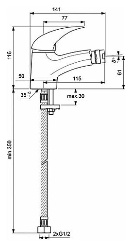 Смеситель для биде Vidima Orion хром BA002AA