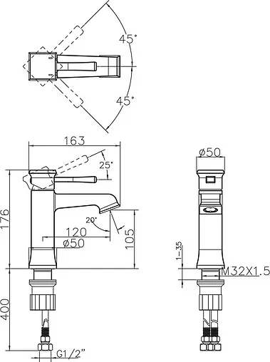 Смеситель для раковины BelBagno Mille хром MIL-LVM-CRM