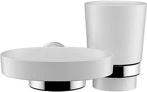 Стакан с мыльницей Fixsen Best хром/белый FX-71606+08 Стакан с мыльницей Fixsen Best хром/белый FX-71606+08, 1