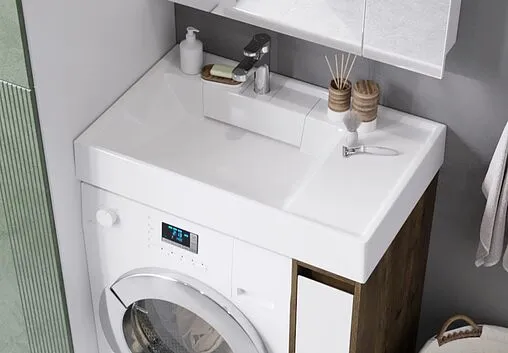 Тумба-умывальник напольная над стиральной машиной Aquaton Лондри 80 дуб рустикальный/белый 1A2671K2LHDR0+