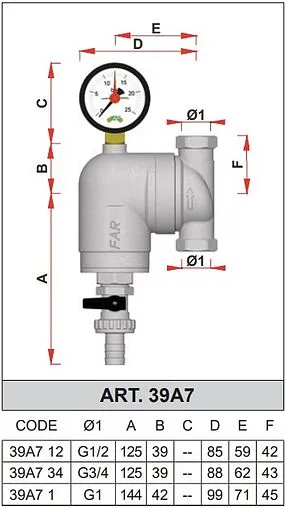 Фильтр тонкой очистки воды ½&quot;в x ½&quot;в Far FA 39A7 12100
