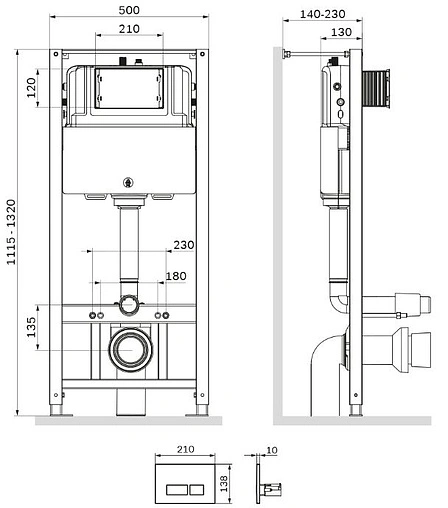 Инсталляция для подвесного унитаза Set 4 в 1 Am.Pm Pro I012704.7001 с кнопкой белый глянцевый