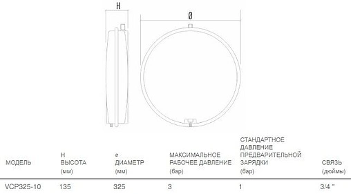 Расширительный бак Aquasystem VCP 325-10л 3 бар 2501145