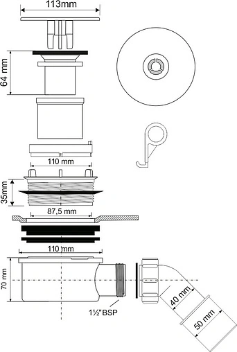 Сифон для душевого поддона Mc Alpine хром MRS8MECPB
