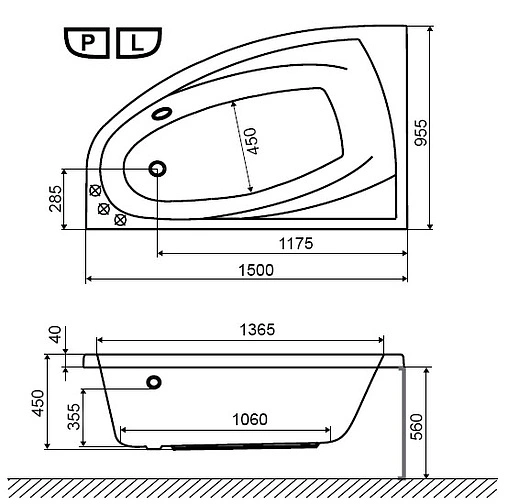 Ванна акриловая Excellent Aquaria Comfort 150x95 R WAEX.AQP15WH