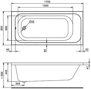 Ванна акриловая Santek Ламма 170x80 1WH501763, 2