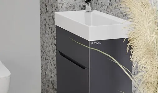 Тумба-умывальник подвесная Raval Brik 65 антрацит Brk.01.65/P/A/RL+17065-KL