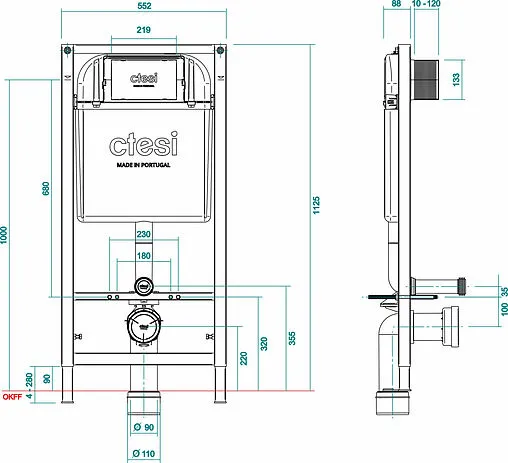 Инсталляция для подвесного унитаза CTESI Solid BK0200240