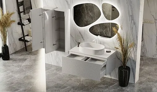 Тумба под умывальник подвесная Jorno Stone 100 белый Stn.01.100/P/W/JR