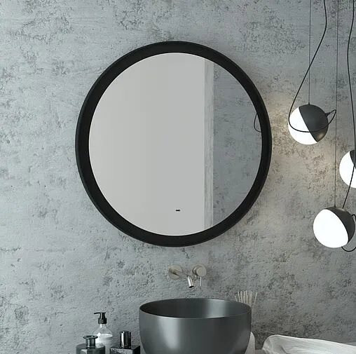 Зеркало с подсветкой Continent Planet black Led 80 с бесконтактным сенсором чёрный ЗЛП684