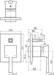 Смеситель для ванны скрытого монтажа BelBagno Mille хром матовый MIL-BASM-CRM, 2