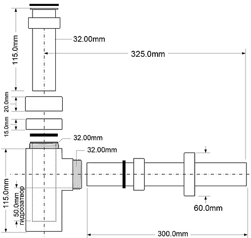 Сифон бутылочный для раковины Mc Alpine бронза CA32SQEU-AB