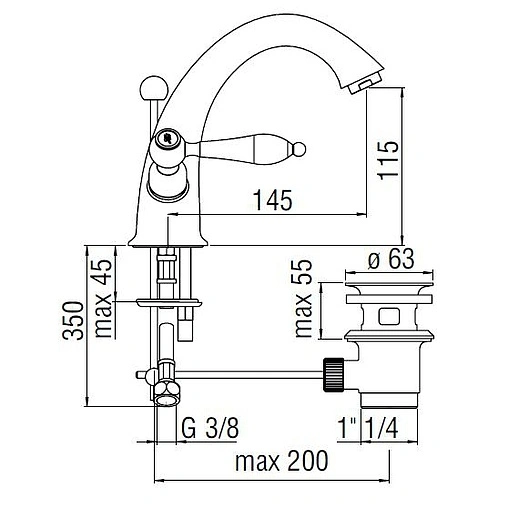 Смеситель для раковины Nobili Antica хром AT31118/6CR Смеситель для раковины Nobili Antica хром AT31118/6CR