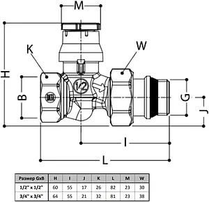 Вентиль терморегулирующий прямой ¾" в/н Gekon GK 7640 34 Вентиль терморегулирующий прямой ¾" в/н Gekon GK 7640 34, 2