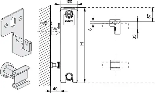 Радиатор стальной панельный Elsen ERK тип 22 300 x 1000 мм ERK220310