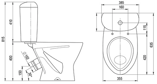 Унитаз-компакт Santeri Версия голубой 1.P401.5.S06.00B.F