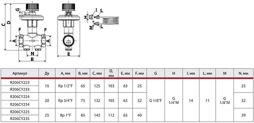 Балансировочный клапан 1"в х 1"в Kvs 4.15 Giacomini R206CY235