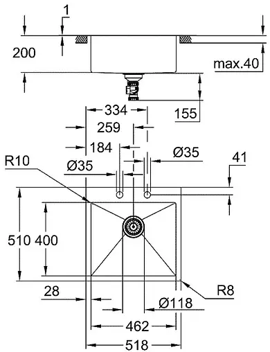 Мойка кухонная Grohe K800-51.8 нержавеющая сталь 31583SD1