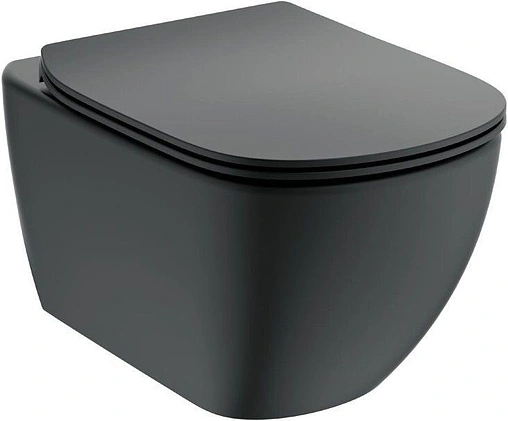 Унитаз подвесной безободковый Ideal Standard Tesi AquaBlade Silk Black черный матовый T0079V3