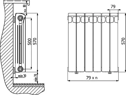 Радиатор биметаллический 14 секции Rifar Base 500 RB50014