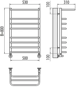 Полотенцесушитель водяной лесенка Terminus Арктур П8 500х800 полированная сталь 4670078529466, 2
