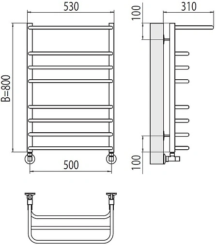 Полотенцесушитель водяной лесенка Terminus Арктур П8 500х800 полированная сталь 4670078529466