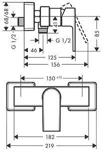 Смеситель для душа Hansgrohe Vernis Shape чёрный матовый 71650670 Смеситель для душа Hansgrohe Vernis Shape чёрный матовый 71650670, 2