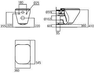 Унитаз подвесной безободковый Ideal Standard Tonic II AquaBlade белый K316701 Унитаз подвесной безободковый Ideal Standard Tonic II AquaBlade белый K316701, 2
