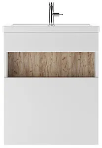 Тумба под умывальник подвесная Домино Fortuna 60 белый/дуб вотан DF3103T, 3