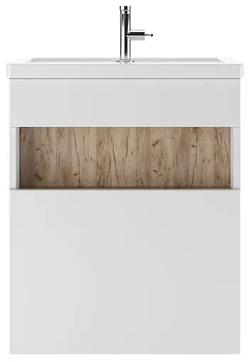 Тумба под умывальник подвесной Домино Fortuna 60 белый/дуб вотан DF3103T