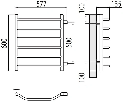 Полотенцесушитель водяной лесенка Terminus Виктория П6 500х600 бп500 полированная сталь 4670078530073 Полотенцесушитель водяной лесенка Terminus Виктория П6 500х600 бп500 полированная сталь 4670078530073