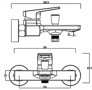 Смеситель для ванны Swedbe Kronos чёрный матовый 2030B Смеситель для ванны Swedbe Kronos чёрный матовый 2030B, 2