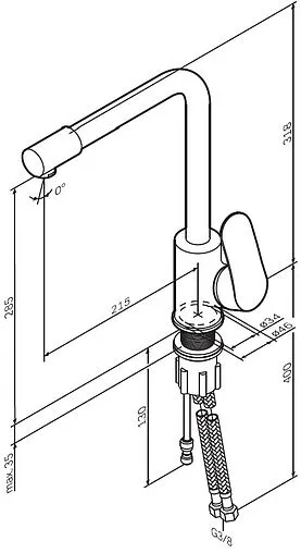 Смеситель для кухни с подключением к фильтру Am.Pm Like чёрный матовый F8005722