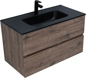 Тумба-умывальник подвесная Aquanet Алвита New 90 дуб веллингтон/табак 00334187+00284029, 5