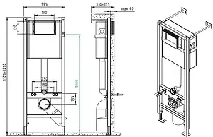 Инсталляция для подвесного унитаза Set 3 в 1 Cersanit Vector 40 64184 с кнопкой белый глянцевый Инсталляция для подвесного унитаза Set 3 в 1 Cersanit Vector 40 64184 с кнопкой белый глянцевый, 2