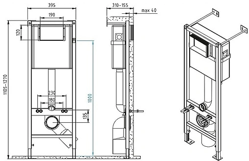 Инсталляция для подвесного унитаза Set 3 в 1 Cersanit Vector 40 64184 с кнопкой белый глянцевый