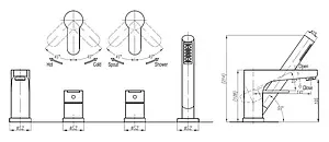 Смеситель на борт ванны на 4 отверстия Cezares Laconico белый матовый/хром LACONICO-C-BVDM-BLC Смеситель на борт ванны на 4 отверстия Cezares Laconico белый матовый/хром LACONICO-C-BVDM-BLC, 2